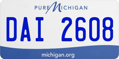 MI license plate DAI2608