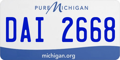 MI license plate DAI2668