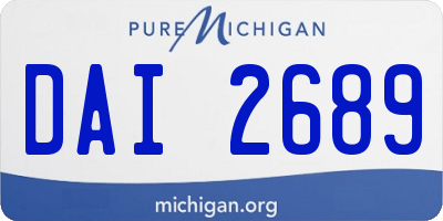 MI license plate DAI2689