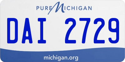 MI license plate DAI2729