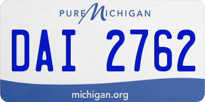 MI license plate DAI2762