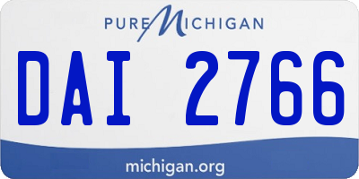 MI license plate DAI2766