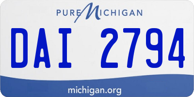 MI license plate DAI2794