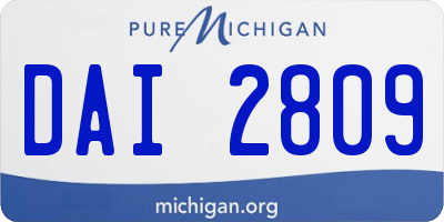 MI license plate DAI2809