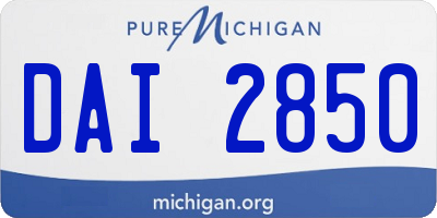 MI license plate DAI2850