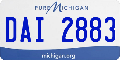 MI license plate DAI2883
