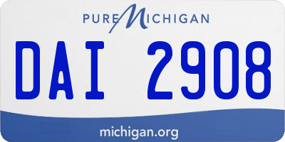MI license plate DAI2908