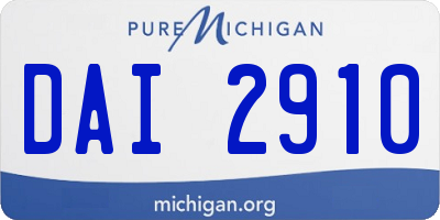 MI license plate DAI2910