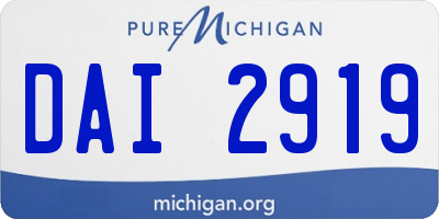 MI license plate DAI2919