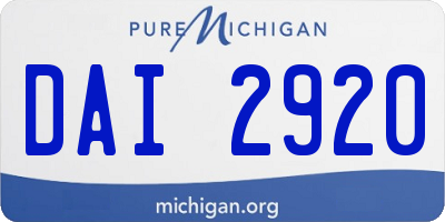 MI license plate DAI2920