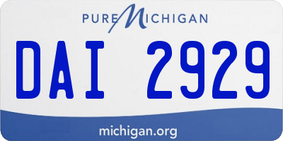 MI license plate DAI2929