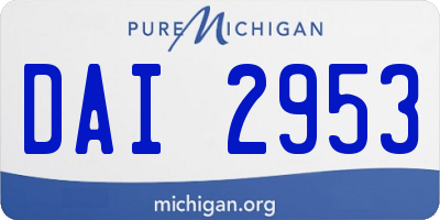 MI license plate DAI2953