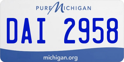 MI license plate DAI2958