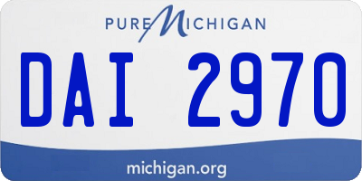 MI license plate DAI2970