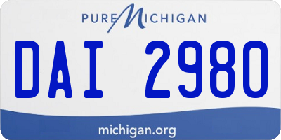 MI license plate DAI2980