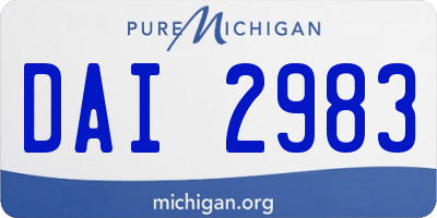 MI license plate DAI2983