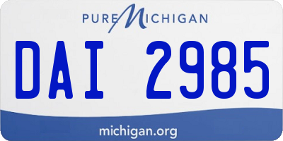 MI license plate DAI2985