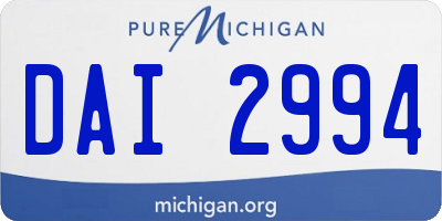 MI license plate DAI2994