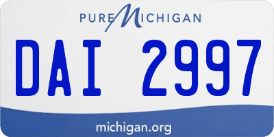 MI license plate DAI2997