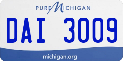 MI license plate DAI3009