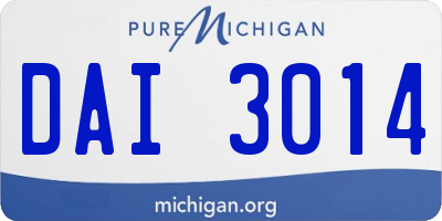 MI license plate DAI3014