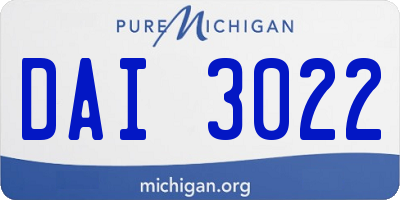 MI license plate DAI3022