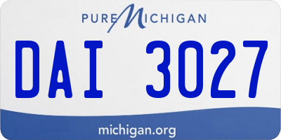 MI license plate DAI3027
