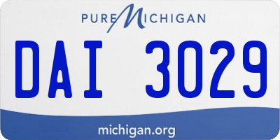 MI license plate DAI3029