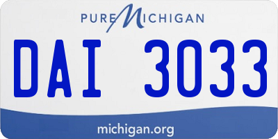 MI license plate DAI3033