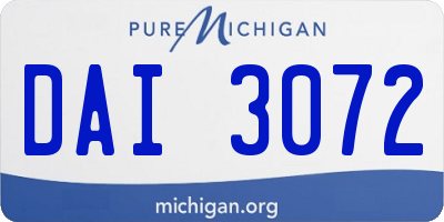 MI license plate DAI3072