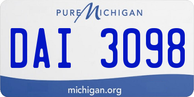 MI license plate DAI3098