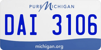 MI license plate DAI3106