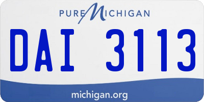 MI license plate DAI3113