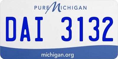 MI license plate DAI3132