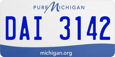 MI license plate DAI3142