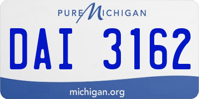 MI license plate DAI3162