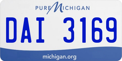 MI license plate DAI3169