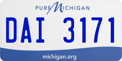 MI license plate DAI3171