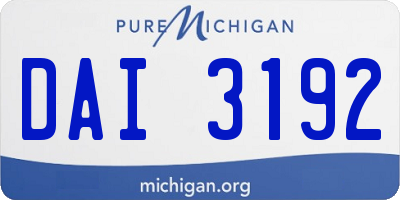 MI license plate DAI3192