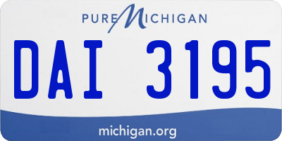 MI license plate DAI3195