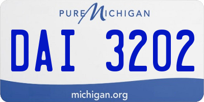 MI license plate DAI3202