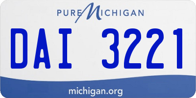 MI license plate DAI3221