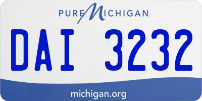 MI license plate DAI3232