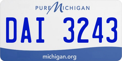 MI license plate DAI3243