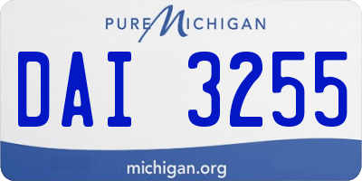 MI license plate DAI3255