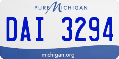 MI license plate DAI3294