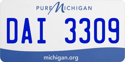 MI license plate DAI3309