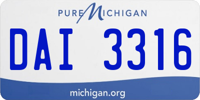 MI license plate DAI3316
