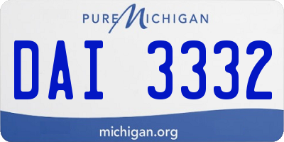 MI license plate DAI3332