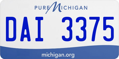 MI license plate DAI3375